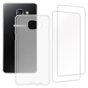 Imagem de Zuitop Capa adequada para Samsung Galaxy A5 2016 (5,2 polegadas) com 2 protetores de tela de vidro temperado, compatível com Samsung Galaxy A5 2016 gel de sílica TPU capa protetora transparente.