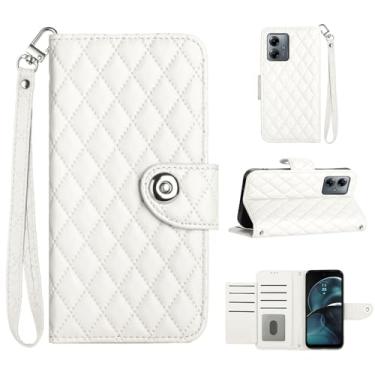 Imagem de Para Motorola Moto G14, capa carteira com alça de pulso, capa flip de couro com fecho magnético com 7 cartões e 1 compartimento para dinheiro, suporte feminino presente capa de telefone para Moto G14