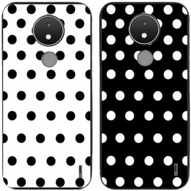 Imagem de 2 peças preto branco bolinhas impressas TPU gel silicone capa de telefone traseira para Nokia todas as séries (Nokia C21)