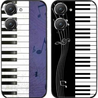 Imagem de 2 peças Piano TPU Gel Silicone Capa de telefone traseira para Asus Zenfone 8/9/10 (Asus Zenfone 9)