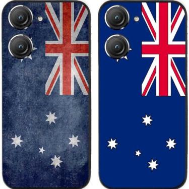 Imagem de 2 peças retrô bandeira da Austrália TPU gel silicone capa de telefone traseira para Asus Zenfone 8/9/10 (Asus Zenfone 10)