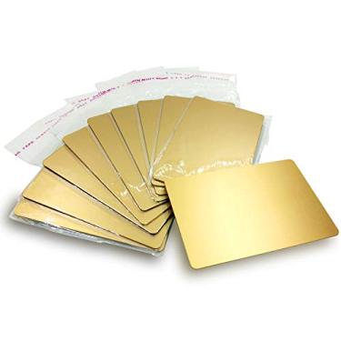 Imagem de Ebamaz Placa de alumínio anodizado para cartões de visita de metal 86 x 54 x 0,8 mm, Dourado, em branco, 10 peças, 86X54X0.8mm (3.4X2.1X0.031 inch), Simples