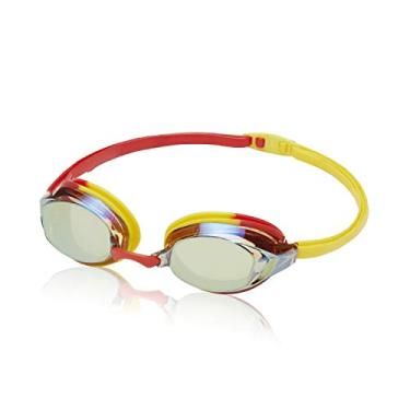Imagem de Speedo Óculos de natação unissex para adultos Vanquisher com visão estendida, Mirrored Red Yellow/Amber/Gold, One Size
