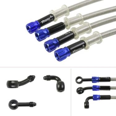 Imagem de Fireyouracing Mangueira de freio de motocicleta trançada, 400-2400mm AN3 tubo de embreagem hidráulica óleo DOT tubo de fluido linha de aço inoxidável para ATV Dirt Pit Street Racing Bike, Banjo de acessórios de remoção (prata/1300mm)