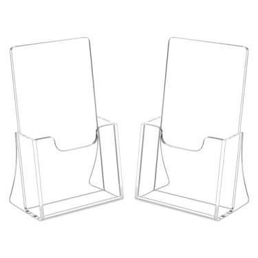 Imagem de HIIMIEI Suportes de folheto de acrílico transparente de 10 cm para Pamphlets, cartões, folhetos, revistas, literatura, Clear