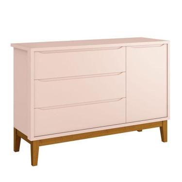 Imagem de Cômoda Infantil New Classic Rosa Com Pés Madeira - Reller