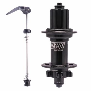 Imagem de BestParts Cubo traseiro de mountain bike, XM390 Boost MTB cubo traseiro 32 furos, freio a disco de liberação rápida (QR) HG Freehub substituição para Shimano 8-11 velocidades, com barras de liberação