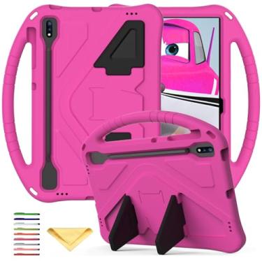 Imagem de UUcovers Capa infantil para Samsung Galaxy Tab S7 FE 5G 31.5 cm 2021 modelo (SM-T730/T733/T736/T738), com suporte para caneta S Pen, suporte, espuma vinílica acetinada, macia, à prova de choque, leve,