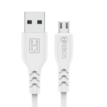 Imagem de Cabo Turbo Colorido Reforçado 1M Micro USB V8 - HREBOS, BRANCO