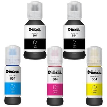 Imagem de Kit 05 refil de tintas T504 Compatível Para ecotank L6270, L14150 - Bu