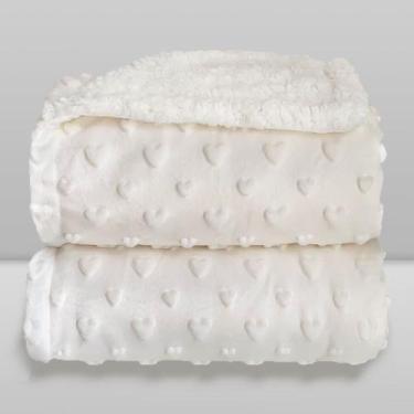 Imagem de Cobertor Donna Laço Bebê Plush com Sherpa Hearts, Branco, 90X110
