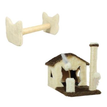Imagem de Arranhador Casa Para Gatos Sem Rede Poste Sisal Cara de Gato Brinquedo