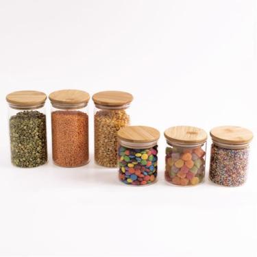 Imagem de Kit Potes de Mantimento Red C/Tampa Bambu 400/600ml - 6 pçs Oikos, U, 