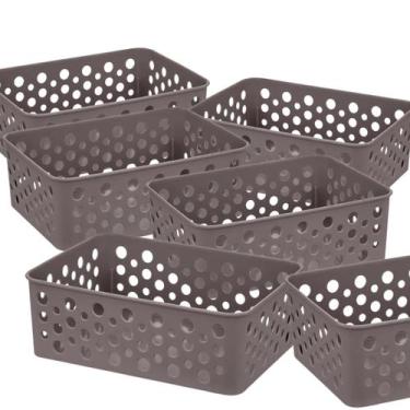 Imagem de Kit 6 Cestos Moderno Organizador Decorativo Gaveta Closet Otimização D