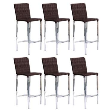 Imagem de Kit com 6 Banquetas Altas Jardim em Fibra Pedra Ferro - UMA BOX