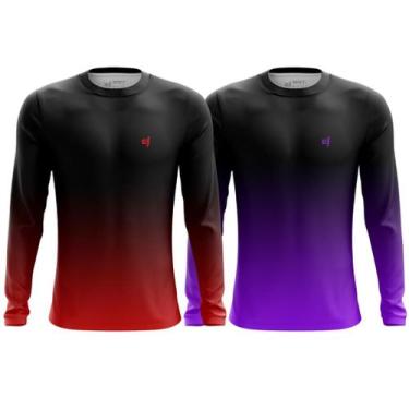 Imagem de Kit 2 Camiseta Manga Longa Masculina Corrida Camiseta Proteção UV Conf