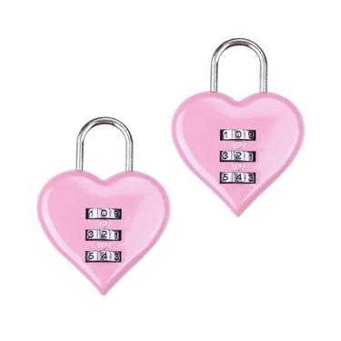 Imagem de XYFD Cadeado de combinação, cadeado digital com 3 senhas em formato de coração, cadeado impermeável ao ar livre para armário de academia, armário esportivo, portão de cerca, armário de ferrolho, caixa