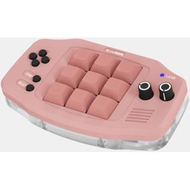 Imagem de KEEBMONKEY Mini teclado mecânico digital personalizável com botão rotativo programável, VIA compatível com RGB (rosa)