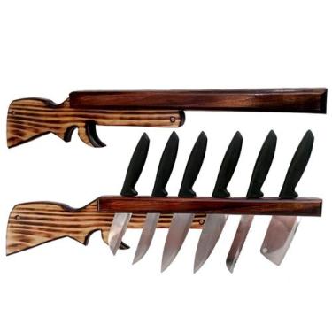 Imagem de Suporte de Facas de Parede em Madeira modelo Escopeta - Boss Arte em M