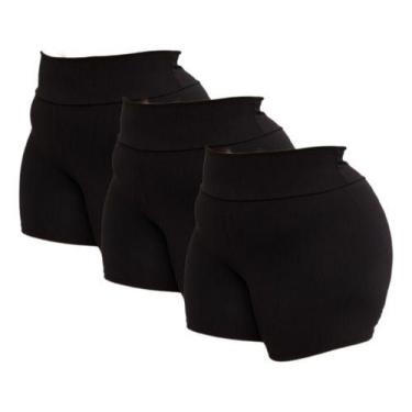 Imagem de Kit 3 Short Plus Size Fitness Feminino Curto Cintura Alta - Rivas, Pre