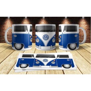 Imagem de Caneca Porcelana Engraçadas Carros Kombi Perua Van Azul - Alabama Stam