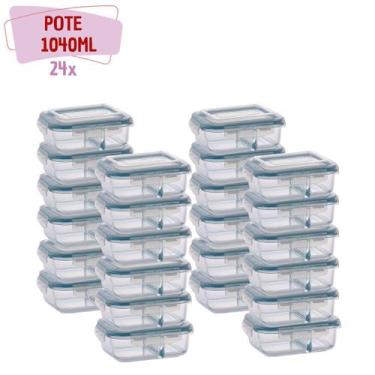 Imagem de kit 24 Potes de vidro Hermético 1040ml Divisoria Mantimentos - QUALITY