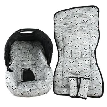 Imagem de Capa de bebê conforto e capa carrinho - panda cinza - ALAN PIERRE BABY