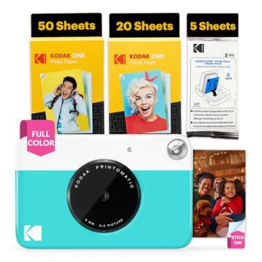 Imagem de KODAK Câmera digital impressa instantânea colorida Printomatic – Pacote com 75 folhas – Impressões em papel fotográfico Zink 2 x 3 – 5 MP, portátil, presente criativo divertido para aniversário, Natal