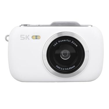Imagem de Câmera Digital para Fotografia, Vídeo 5K, Câmera Fotográfica Infantil de 80 MP, Câmera Vlogging Com Zoom Digital 18X Com Tela IPS de 2,8 Polegadas, Câmera retrô Compacta (Branco)