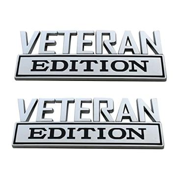 Imagem de YUYONGTANG 2Pcs 7'' Grande Veteran Edition Va Emblem Badges Decalque Bandeira Do Carro Decalque Militar Substituição para F150 F250 F350 Chevy Silverado 1500 2500 Chevrolet C10 C15 (Preto Cromado)