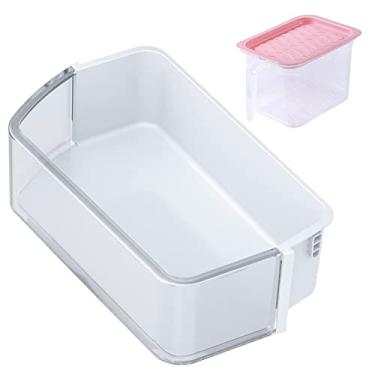 Imagem de Rimous DA97-12657A Prateleira de reposição para porta de geladeira (esquerda) para refrigerador Samsung DA63-07104A AP5621270 2813223, vem com recipiente de armazenamento de alimentos