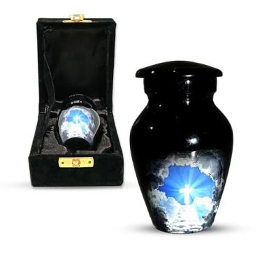 Imagem de Love Life Beyond pequena urna de cremação de lembrança para cinzas humanas, pequenas urnas escada para o céu - mini urnas de cremação cruzada para cinzas urnas funerárias - urnas de lembranç