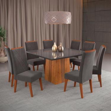 Imagem de Mesa de Jantar 8 Lugares Daniela com Vidro Mel/Cinza/Grafite - Viero M