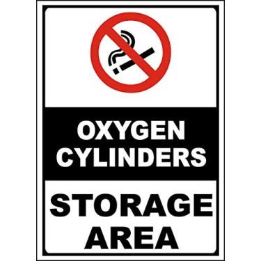 Imagem de Adesivos de vinil - Pacote - Adesivos de Sinais de Segurança e Aviso e Armazém - Placa de Área de Armazenamento de Cilindros de Oxigênio - Pacote com 3 (8,9 cm x 12,7 cm)