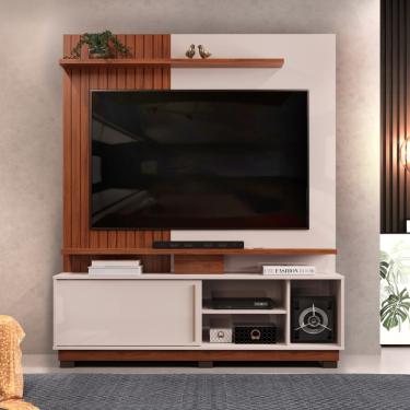 Imagem de Estante Home para TV até 55 Polegadas 1 Porta Atenas DJ Móveis - Freijo/Off White