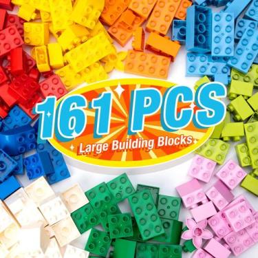 Imagem de Blocos de construção MANNIDOO Large 161 unidades com placas de base 10