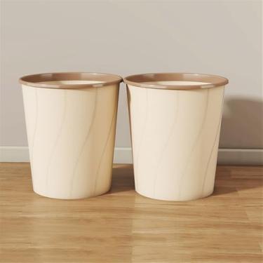 Imagem de Lixeira para Área Externa Lixeira, design reto sem tampa redonda, grande lixeira de plástico para cozinhas domésticas e cafeterias, pacote com 2 Lixeira para Área Externa(Beige)