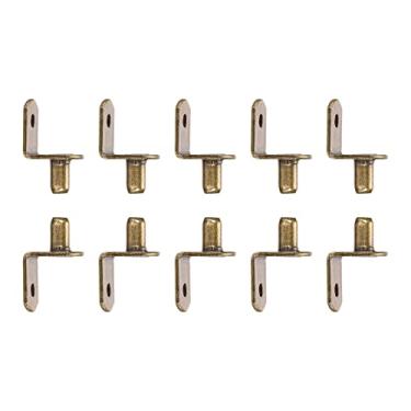Imagem de DTGN Pino de suporte de prateleira em L de 0,6 x 1 cm (DXL) - Pacote com 30 - Bom para prateleira de móveis - Pinos de suporte de prateleira de aço durável com furo - Bronze