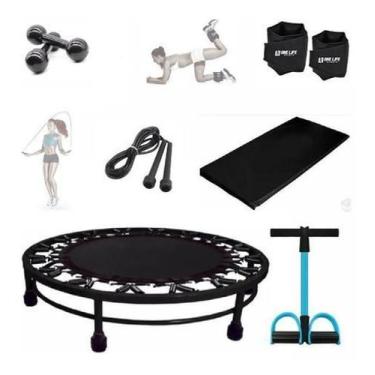 Imagem de Kit Ginástica Jump+Colchonete+Peso2Kg+Elástico+Caneleira 2Kg - Infinit