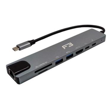 Imagem de Adaptador USB-C para RJ45 - HUB 8 Portas - Gigabit - F3 JC-TYC-860 - D