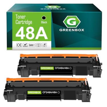 Imagem de GREENBOX Cartucho de toner de substituição compatível para HP CF248A 48A para HP Pro M15w M15a M16a M16w HP MFP M28w M28a M29a MFP M29w 248A Impressora Toner (Embalagem com 2)