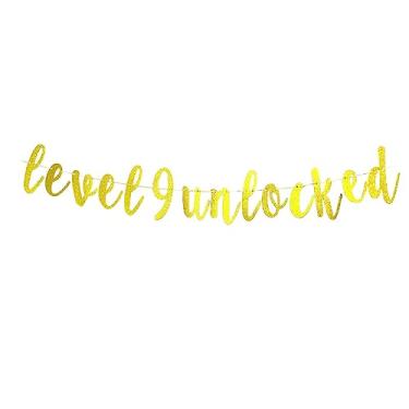 Imagem de Banner desbloqueado Nível 9 - Tema do jogo Happy 9th Birthday/Anniversary Party Supplies, Sweet 9, decoração de festa de 9º aniversário para meninos e meninas