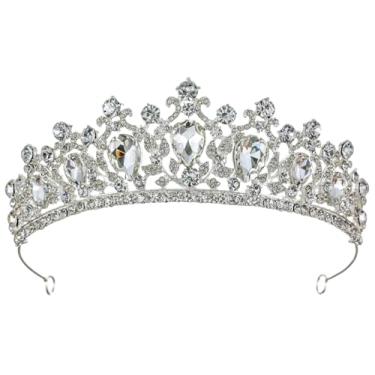 Imagem de Samky Tiara de noiva com strass, coroa de casamento, acessório de cabelo para mulher, One Size, Metal, Cristal