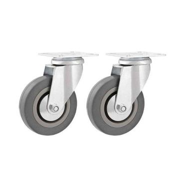 Imagem de Kit 2 un rodízio roda giratório borracha pvc cinza 4" 101mm - VONDER