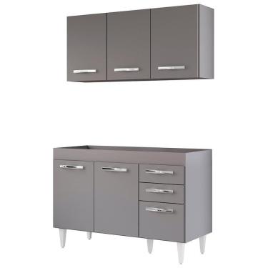 Imagem de Armário Aéreo Honduras E Balcão Gabinete Sem Tampo 120cm Suécia Cinza - Lumil