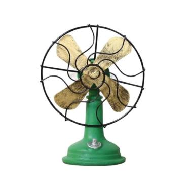 Imagem de Zerodeko Ventilador de mesa vintage, ventilador de mesa estilo retrô modelo ventilador de plástico ventilador doméstico antigo ventilador de mesa para quarto banheiro bar decorações de casa verde
