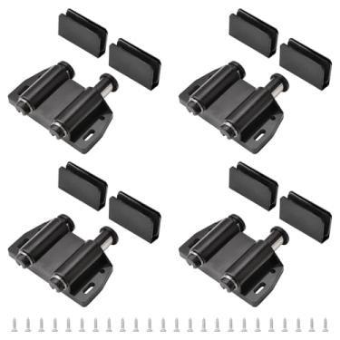 Imagem de UFURMATE Conjunto de 4 fechamentos magnéticos de porta de vidro preto com trava de vidro duplo com grampo de armário ajustável, adequado para porta de vidro de balanço livre de 3 a 6 mm