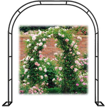 Imagem de Arco de rosa pesado, arco do jardim resistente ao clima Arbours Trellis para escalar suporte ao ar livre interno, decoração de festa no quintal, preto, W300xh220cm