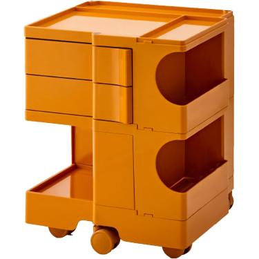 Imagem de Carrinho de armazenamento de utilidade multiuso, material de ABS, gaveta rotativa, 360 ° Mesma roda de cores, lanches e bebidas armazenamento para sala de estar ou quarto, laranja, 43,2x39x5