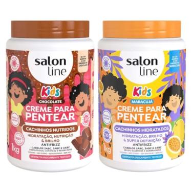 Imagem de Kit com 2 Cremes para Pentear Kids Maracujá e Chocolate 1Kg Salon Line